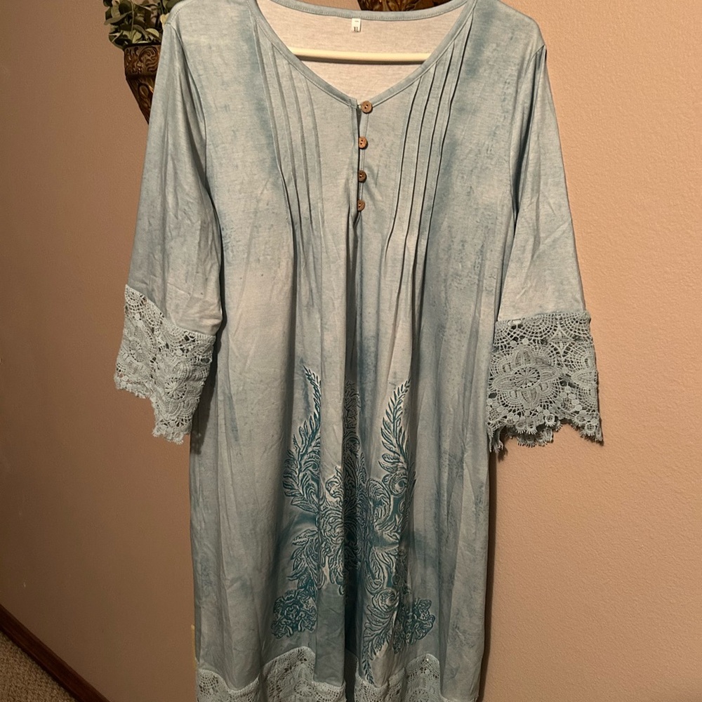 SHEIN Light Blue Dress with Lace Details